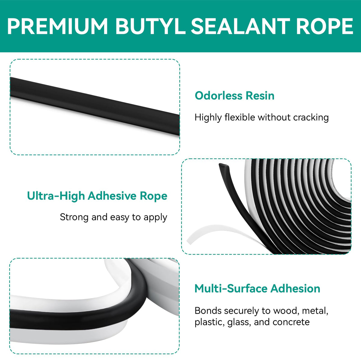 ERETOW butyl rope is easy to install with tool-free application
