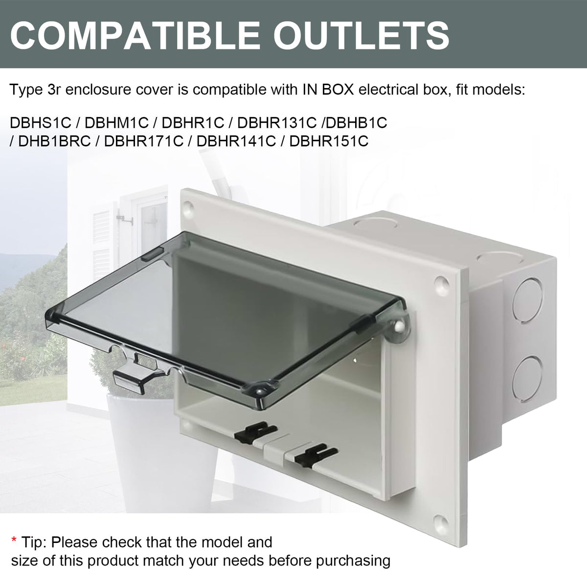 DBHC-1 weatherproof receptacle cover on exterior box for secure protection