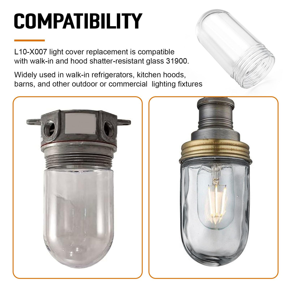 ERETOW glass bulb cover for hood lights offers durable, shatter-resistant performance.