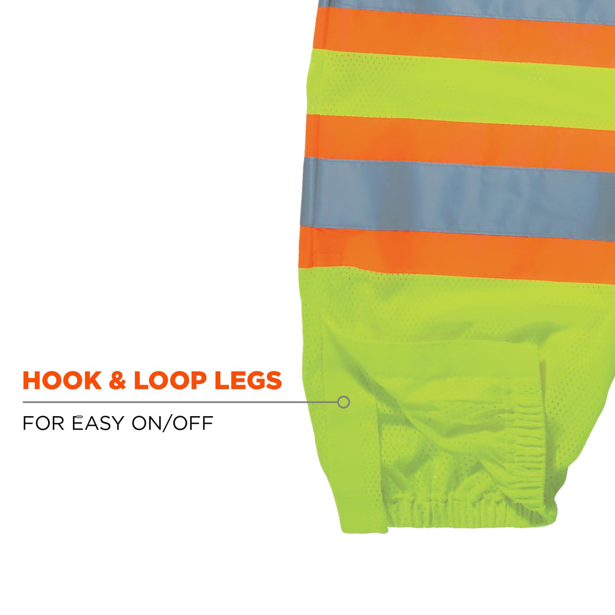 Ergodyne lime pants with 3M Scotchlite reflective tape for visibility.