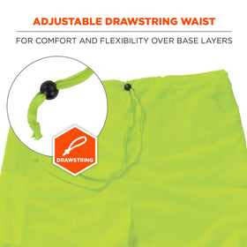 Ergodyne Class E lime pants, pocket detail for tool access.