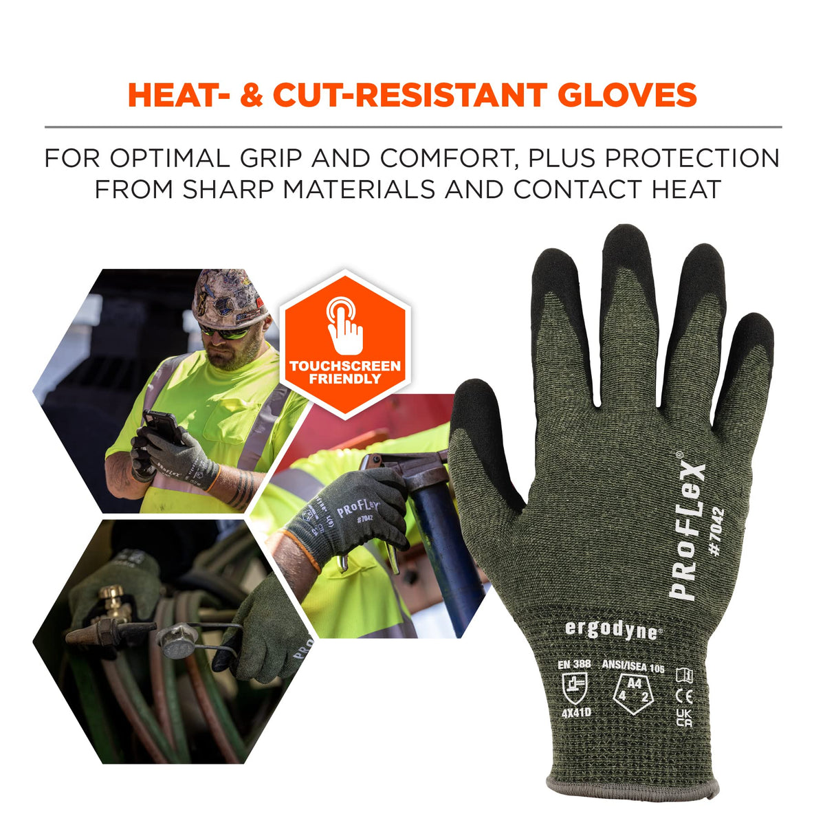 Ergodyne ProFlex 7042 sandy nitrile palm for a secure grip on rough surfaces