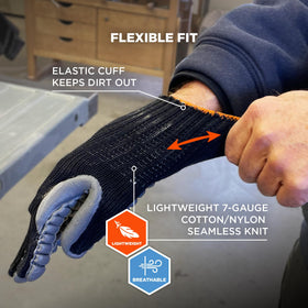 Ergodyne ProFlex 9000 elastic cuff blocks dirt and debris.