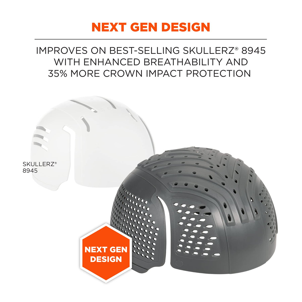 Ergodyne Skullerz 8945F(x) lightweight head protection for everyday hats and caps.