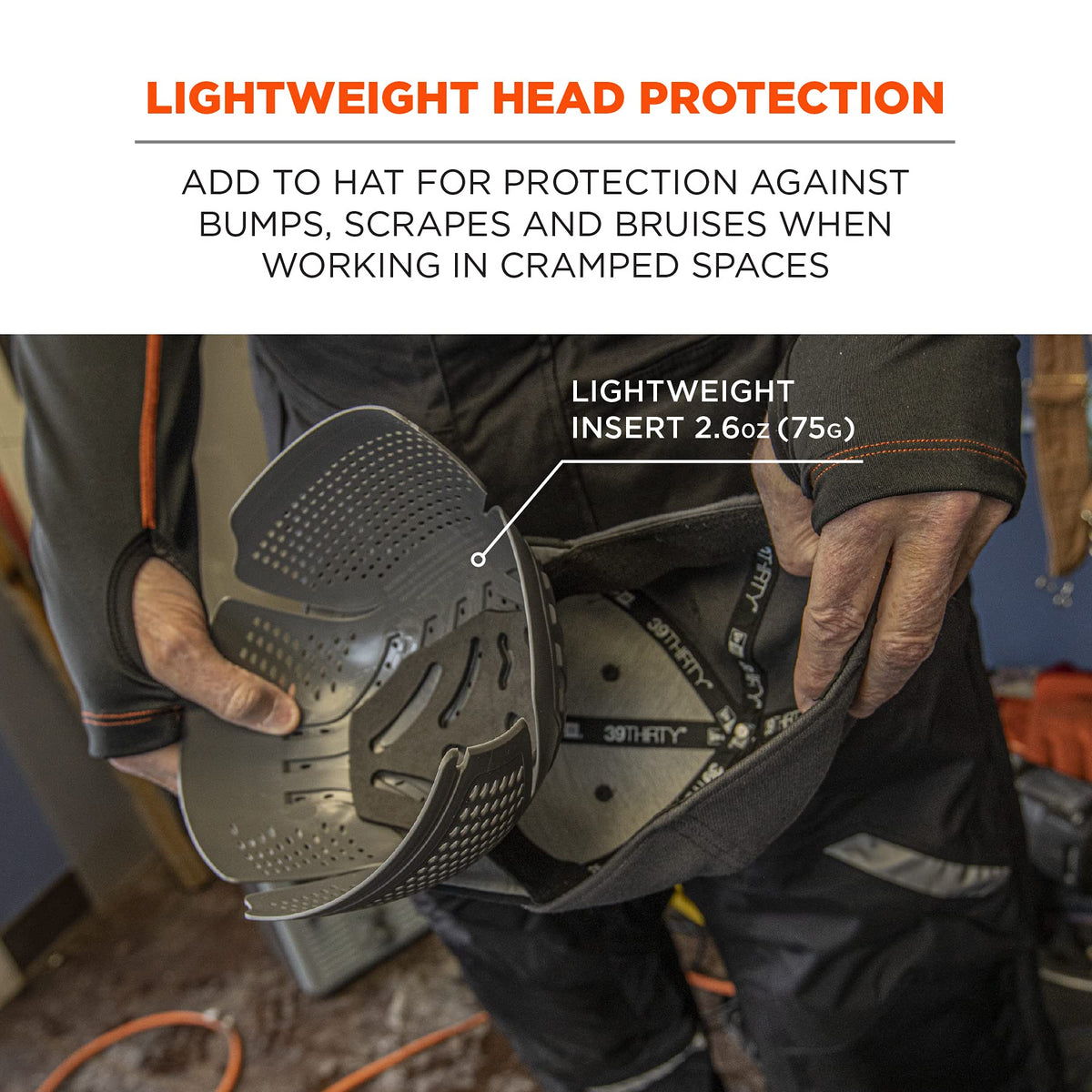 Ergodyne Skullerz 8945F(x) ribbed-top bump cap for enhanced crown protection.