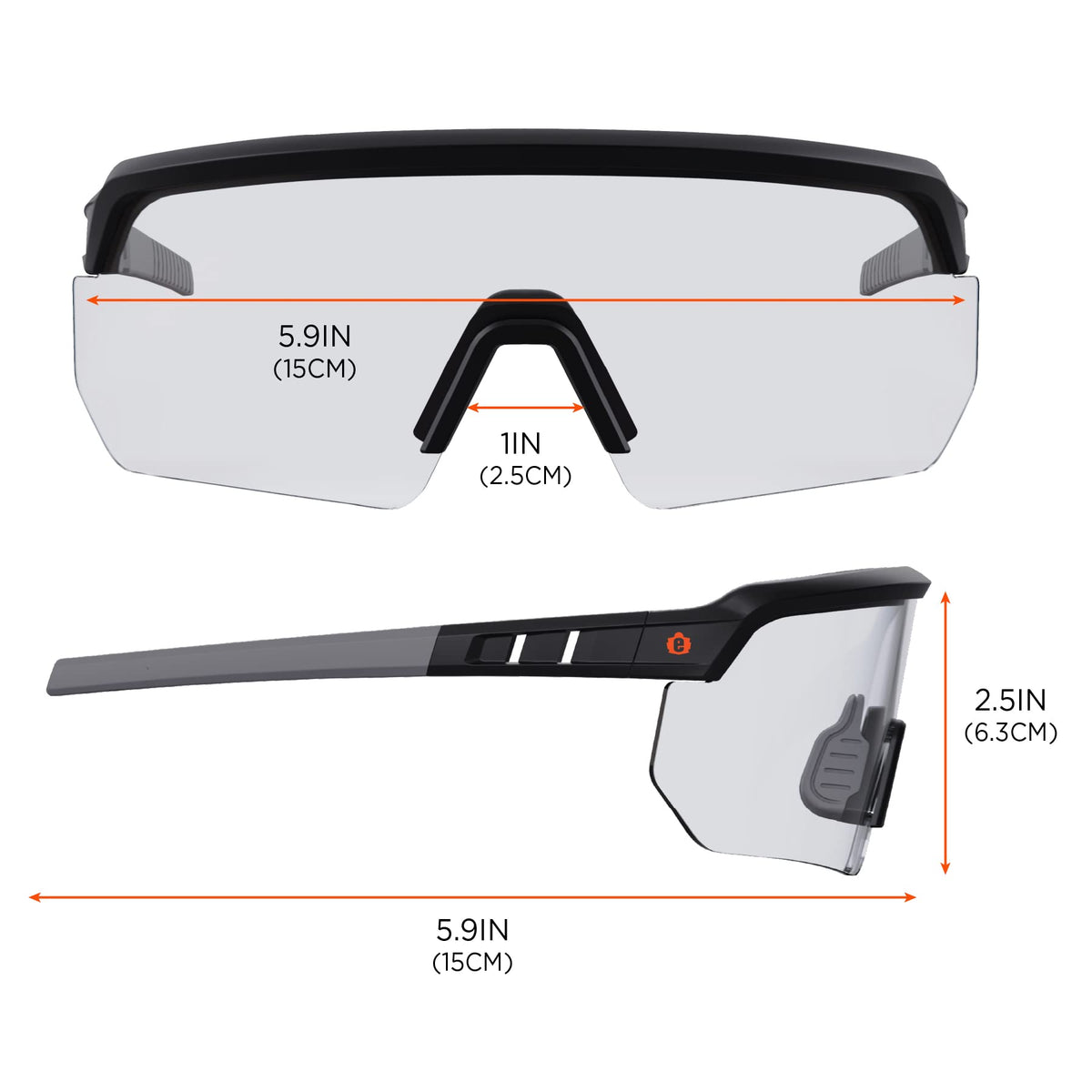 Ergodyne Skullerz Aegir safety glasses bend-to-fit temples customize fit.