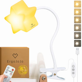 Ergojojo LED clip-on star light clipped to crib for gentle nighttime illumination