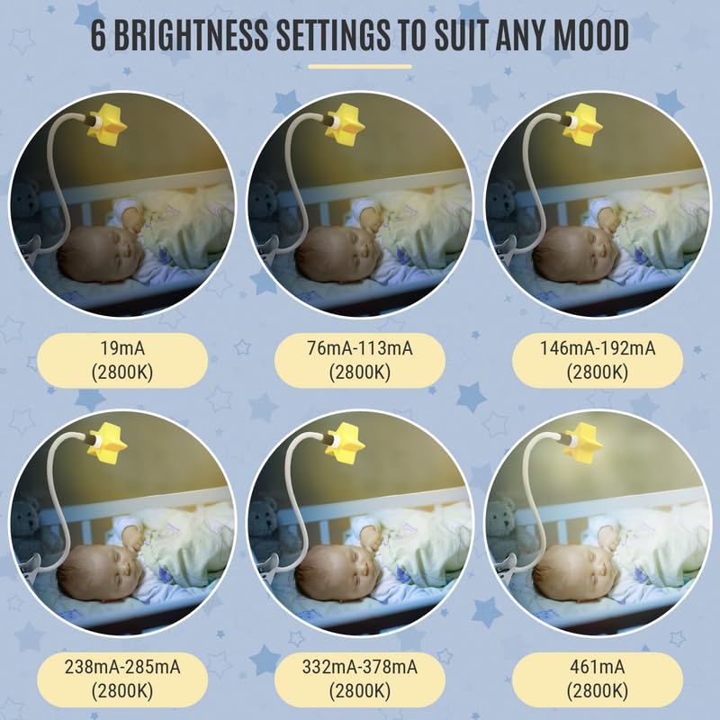 Ergojojo LED clip-on star light with four brightness levels in cozy nursery ambience