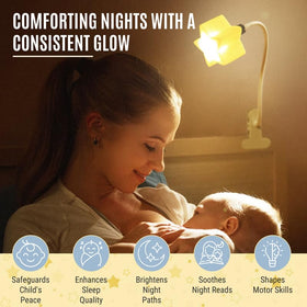 Ergojojo LED clip-on star light star shade close-up for safe nursery lighting