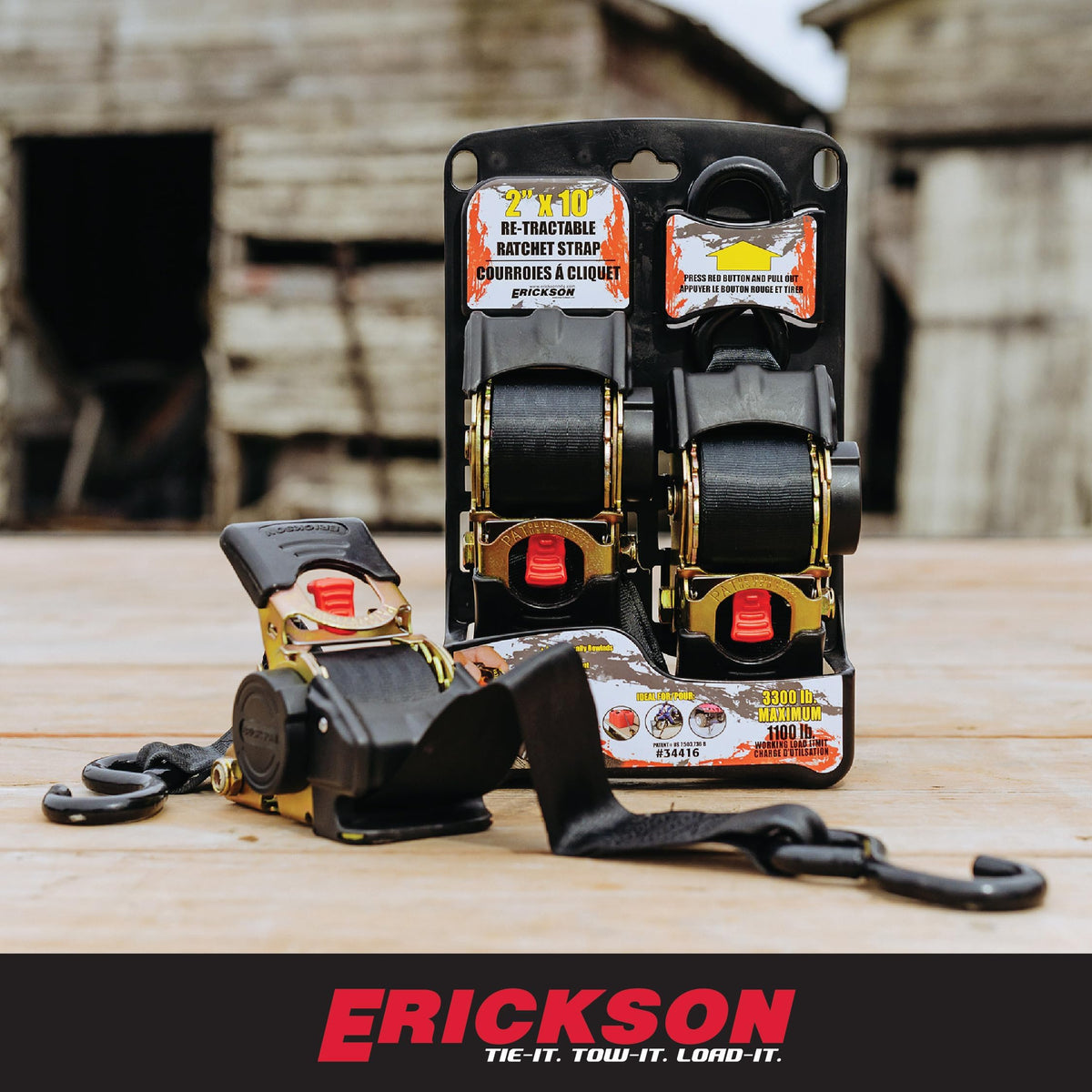 Erickson Pro Series strap featuring vinyl-coated hooks for safe latching
