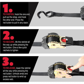 Erickson Pro Series extending webbing demonstrates secure tie-down use