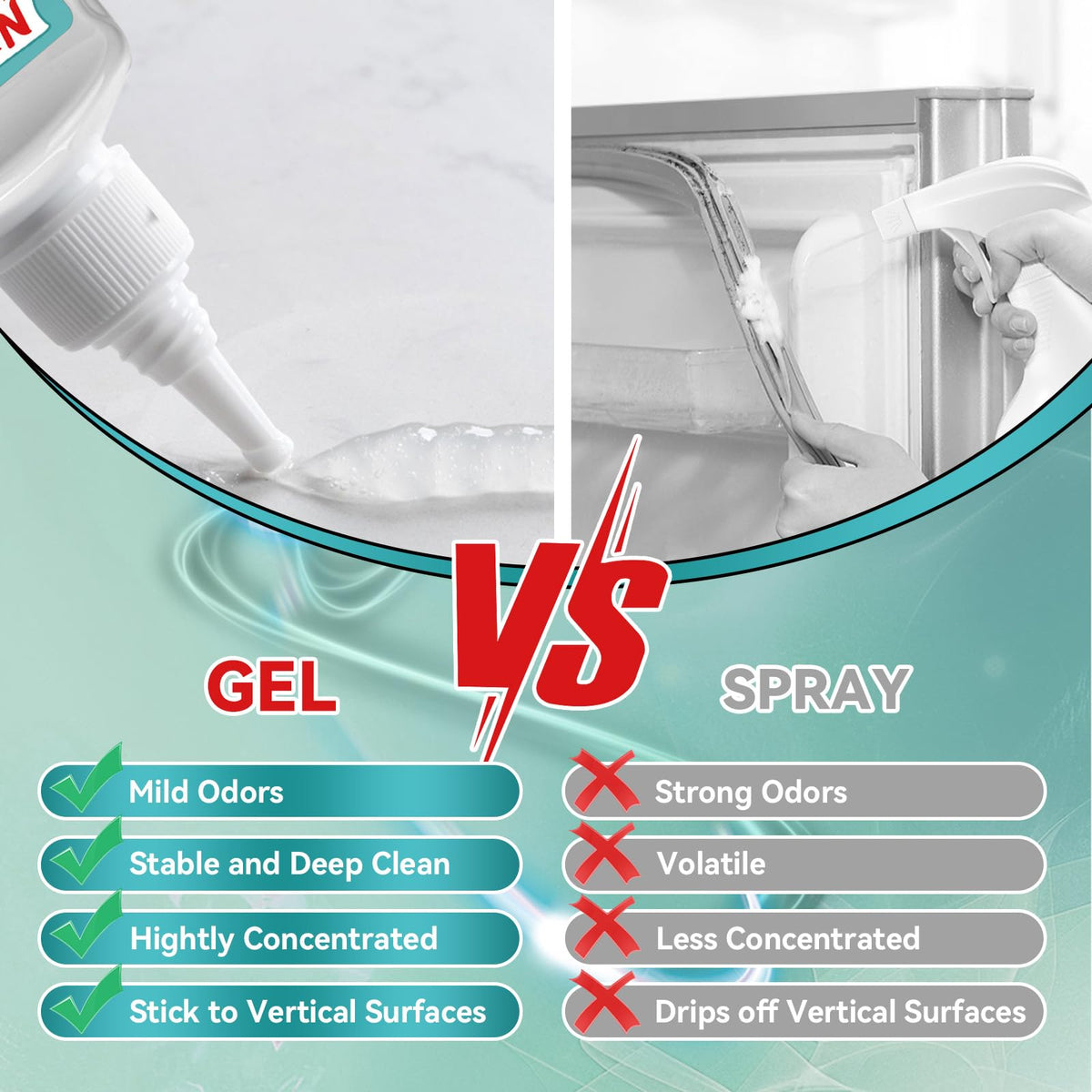 Erigathe gel on washing machine seal showing mold stain prevention.