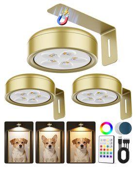 ERMTCTS 3-pack picture lights packaging shows easy setup and wall display