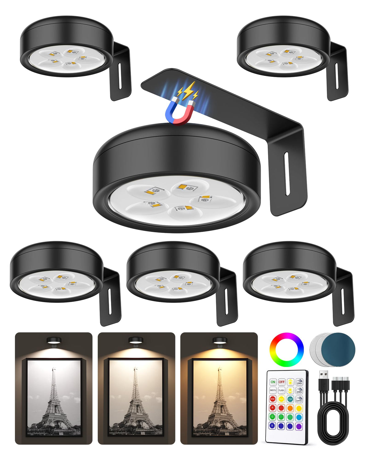 ERMTCTS picture light on wall with magnetic setup for easy installation