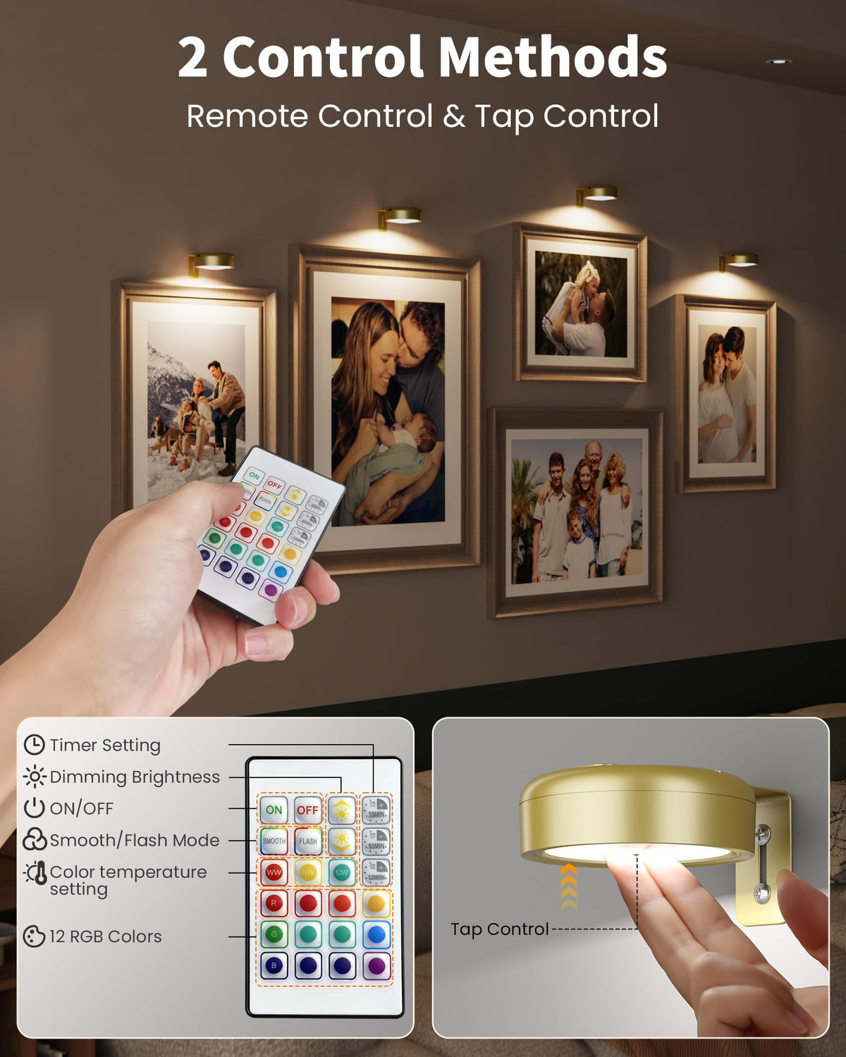 ERMTCTS tap control on shade for quick on/off and color switch