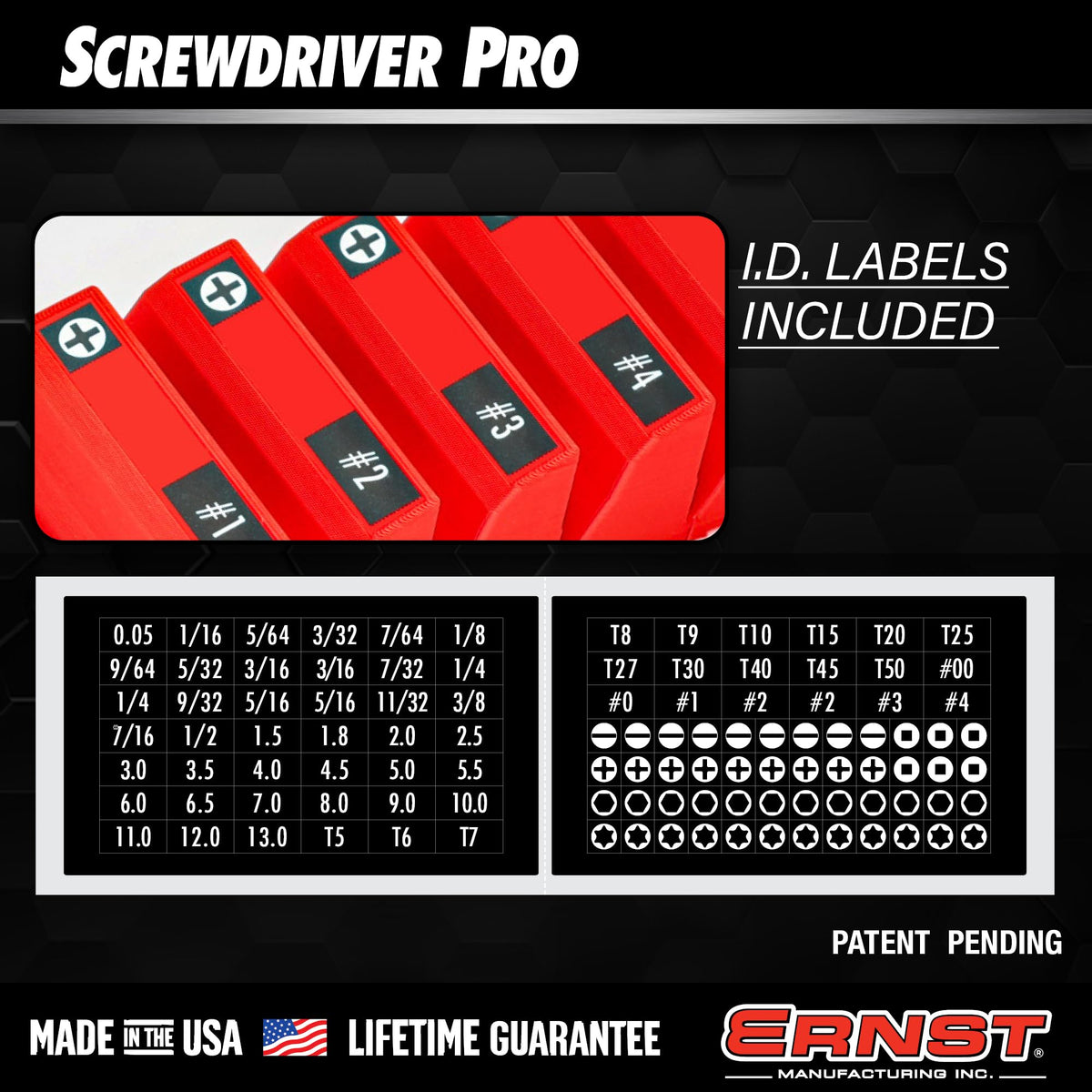 Ernst Screwdriver Pro includes four single-tab holders for organization.