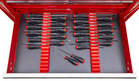 Ernst Screwdriver Pro triple-tab holders help separate tool families.