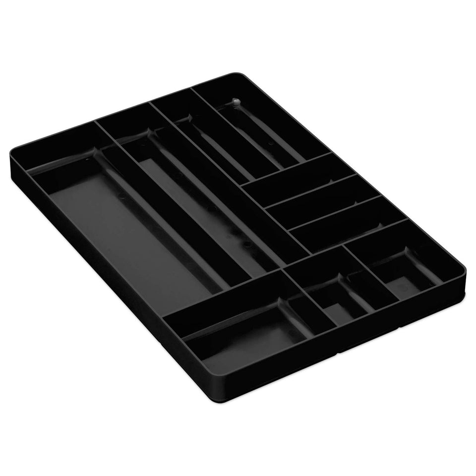 Ernst MFG 10-compartment drawer organizer front view, rugged, space-efficient for shallow drawers.