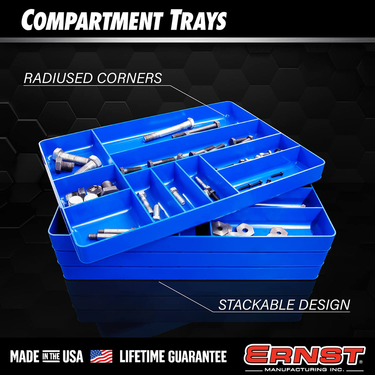 Ernst MFG low-profile organizer fits shallow drawers for quick access.