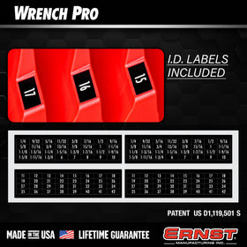Innovative geometry on Ernst Wrench Pro aligns wrenches for uniform presentation.