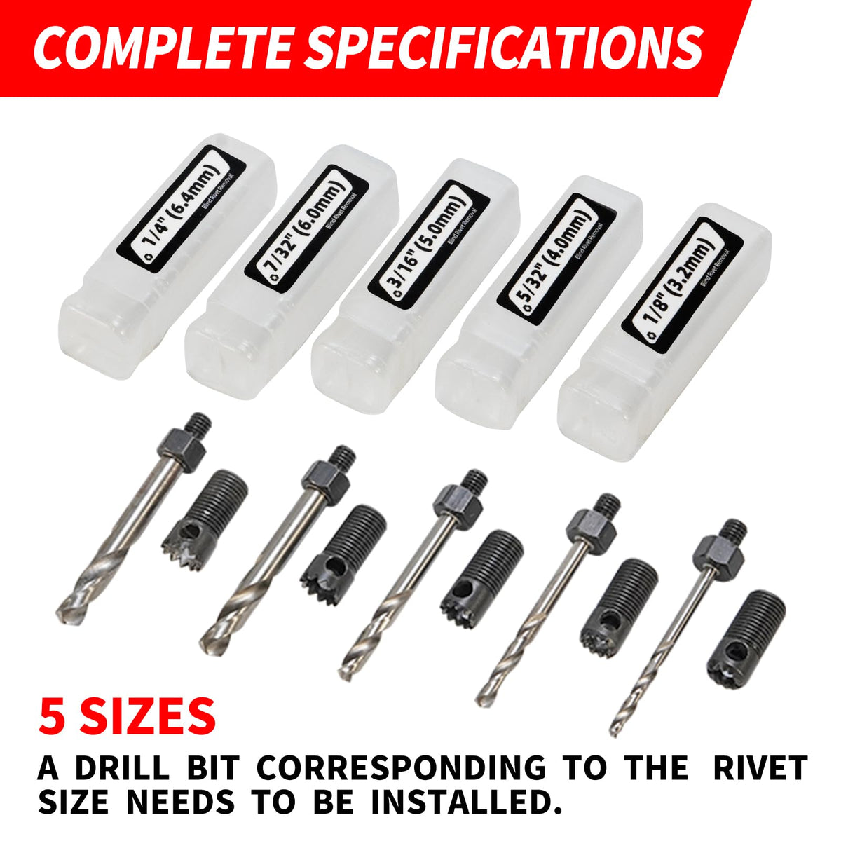 EROSHAK Rivet Removal Guide and Bits included for clean drilling
