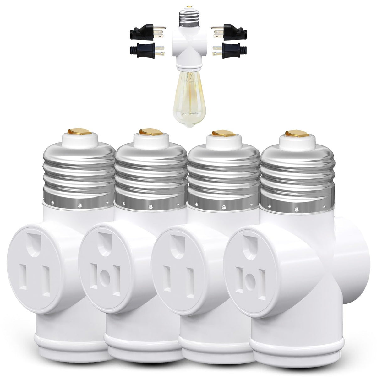 erquiluji 4-pack light-socket-adapter enabling extra outlets for lamps