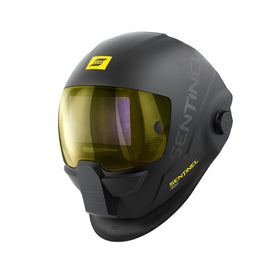 ESAB Sentinel A60 helmet front view shows a low-profile design for precise welds