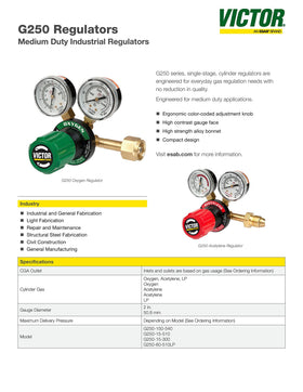 ESAB Victor 350 high-contrast gauges support quick readings in busy shops