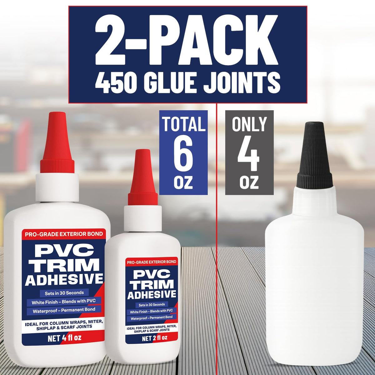 Escentile PVC Glue bonds in 30 seconds for sturdy joints.