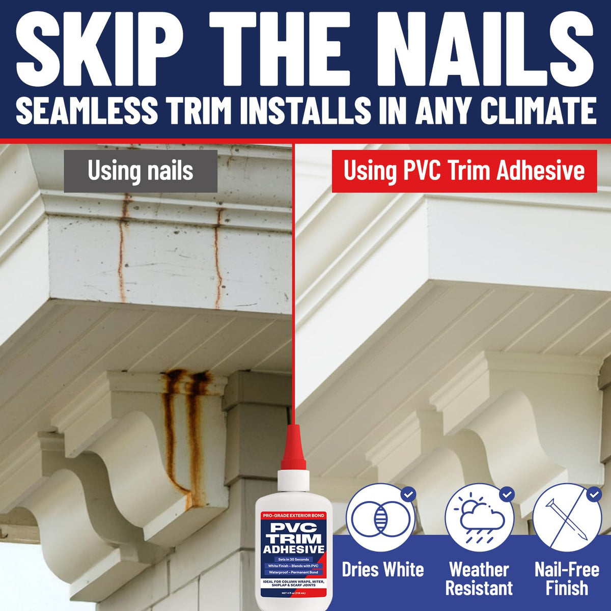Escentile miter and scarf joints with fast, reliable adhesion.