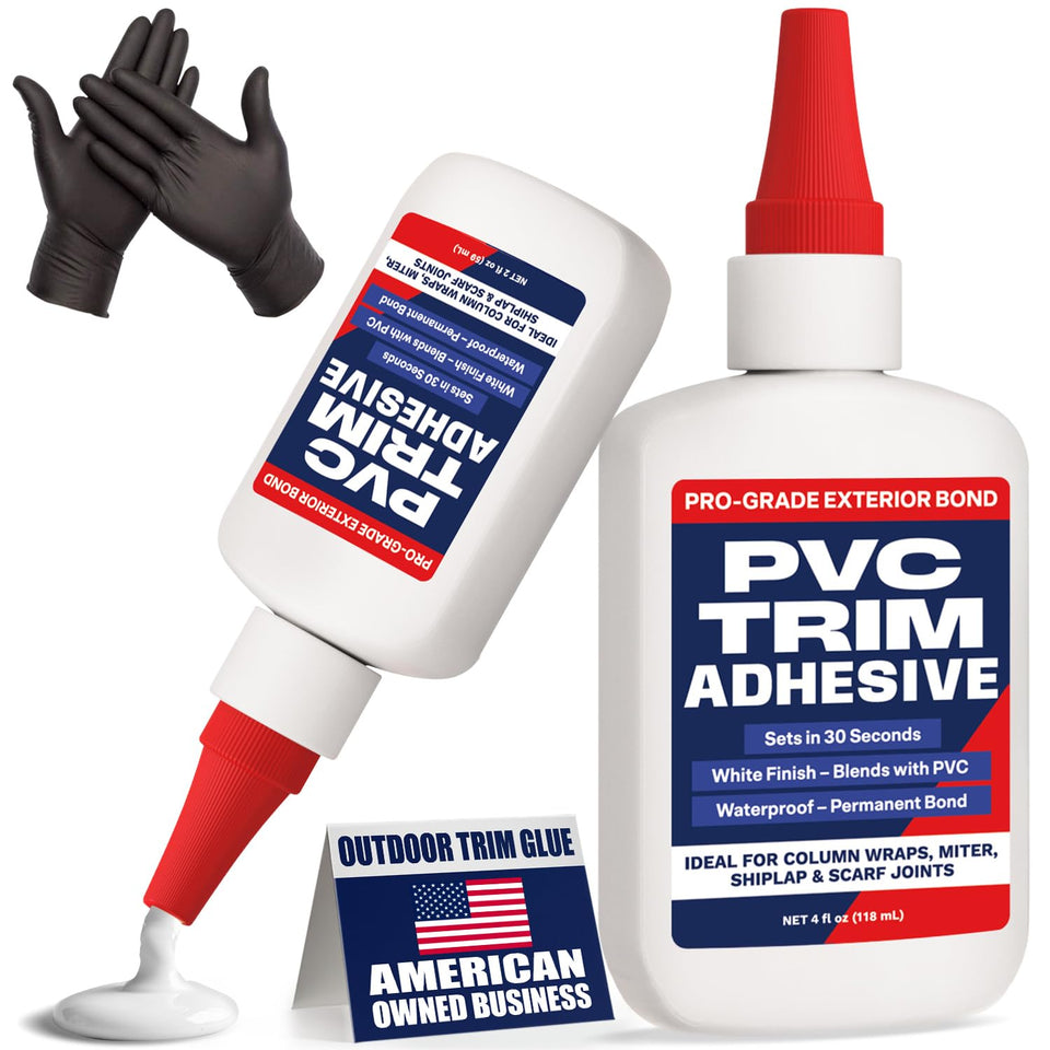 Escentile PVC Trim Glue 2pack bottles front view for quick PVC projects.