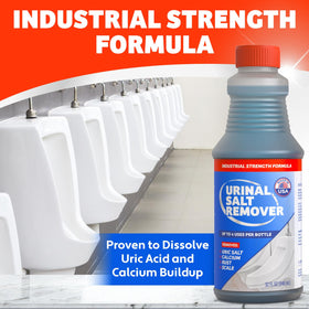 Escentile Urinal Salt Remover mineral deposits removal cleans mineral buildup in restrooms.