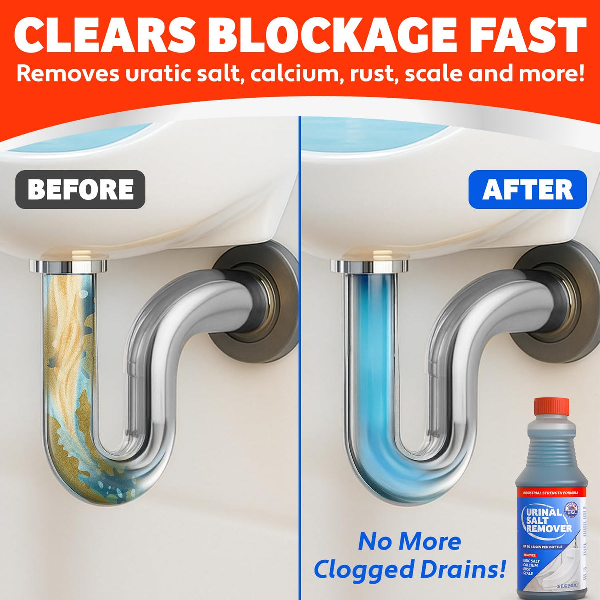 Escentile Urinal Salt Remover rust-scale-dissolution tackles rust and scale formations effectively.