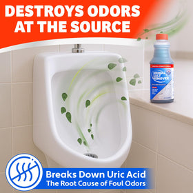 Escentile Urinal Salt Remover safe-plumbing formula protects pipes and fixtures.