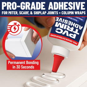 Escentile weather-resistant PVC glue ideal for outdoor trim and decking.