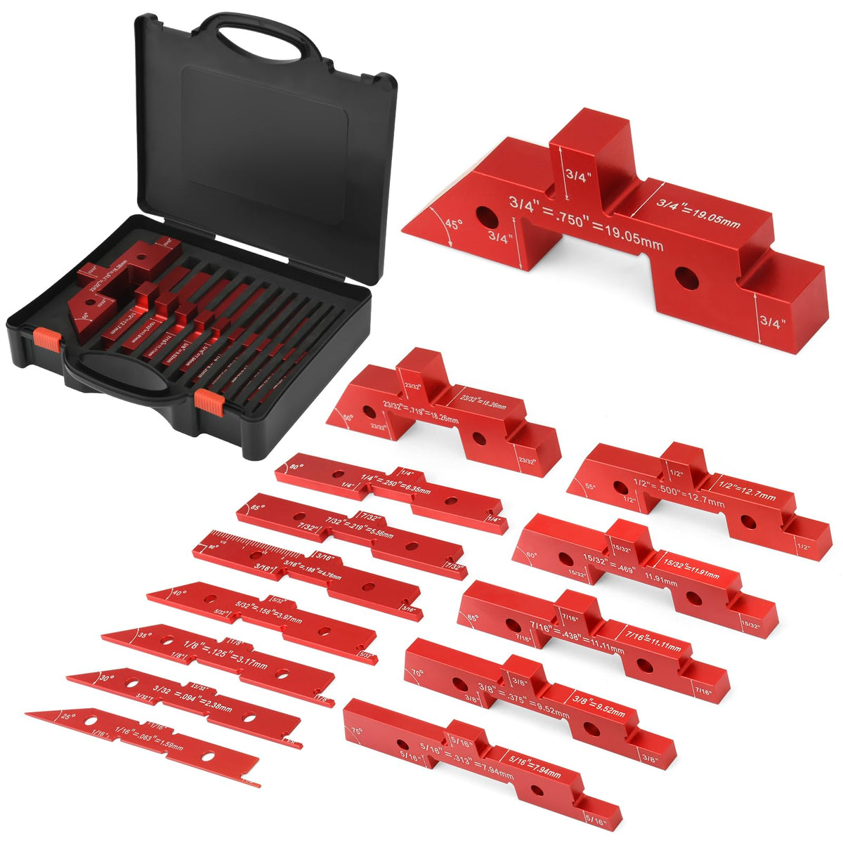 Esdabem 14-piece aluminum setup blocks kit in case for organized precision