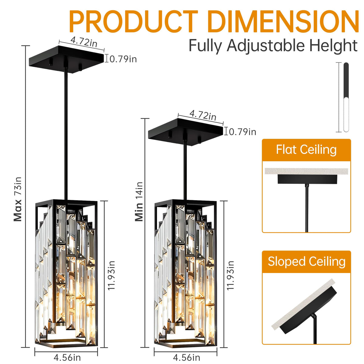 Esfos E26-base pendant supports dimmable bulbs for customizable brightness.