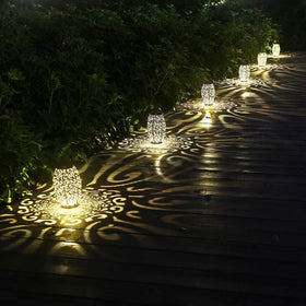 esgarden decorative lantern with hollow pattern adds charm to patio decor