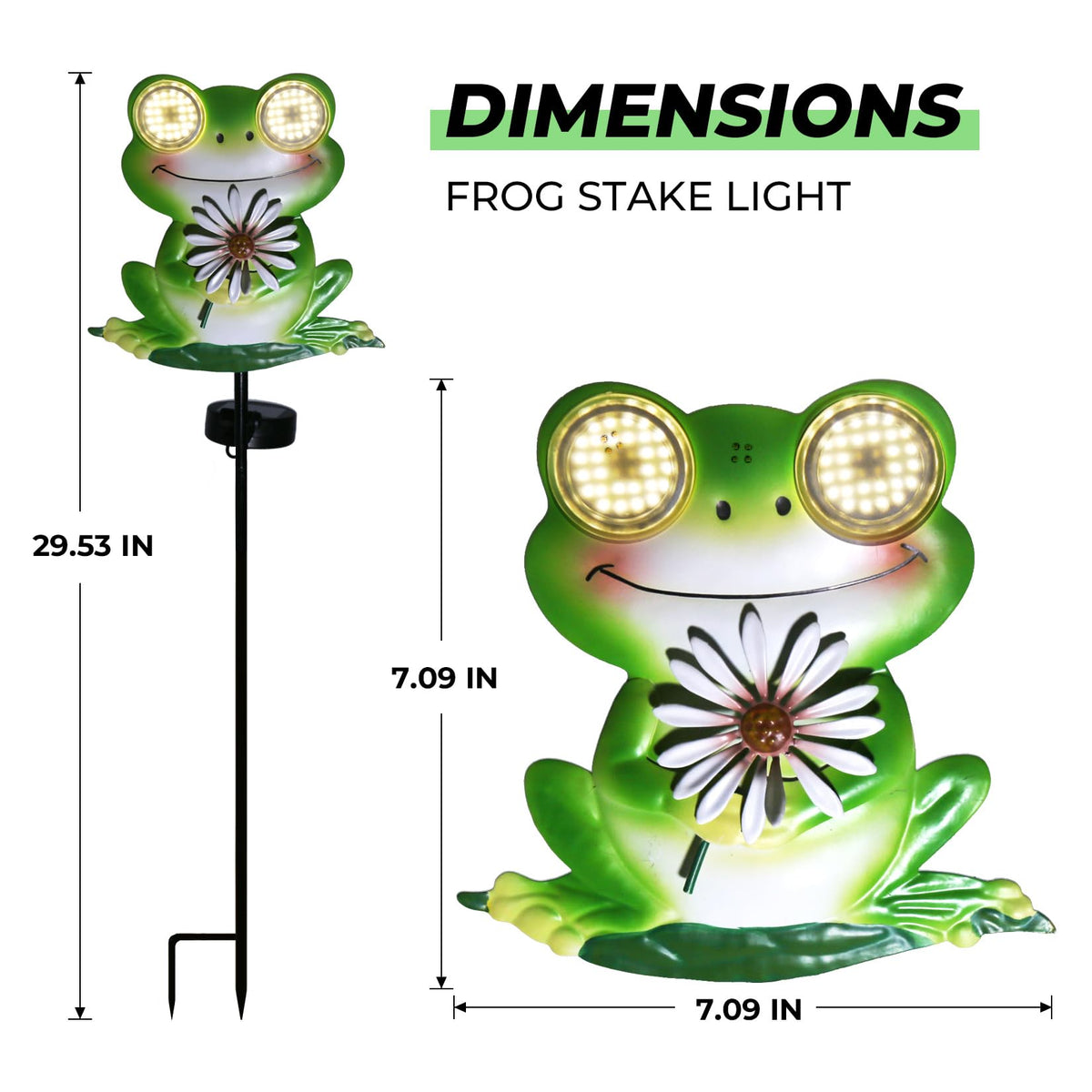 EsGarden frog stake quickly installs into soil for hassle-free outdoor decoration.