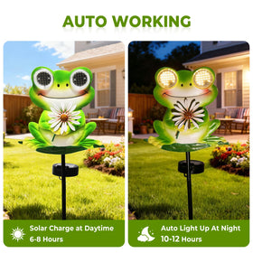 EsGarden solar frog stake features dynamic LED eyes illuminating your path after dusk.