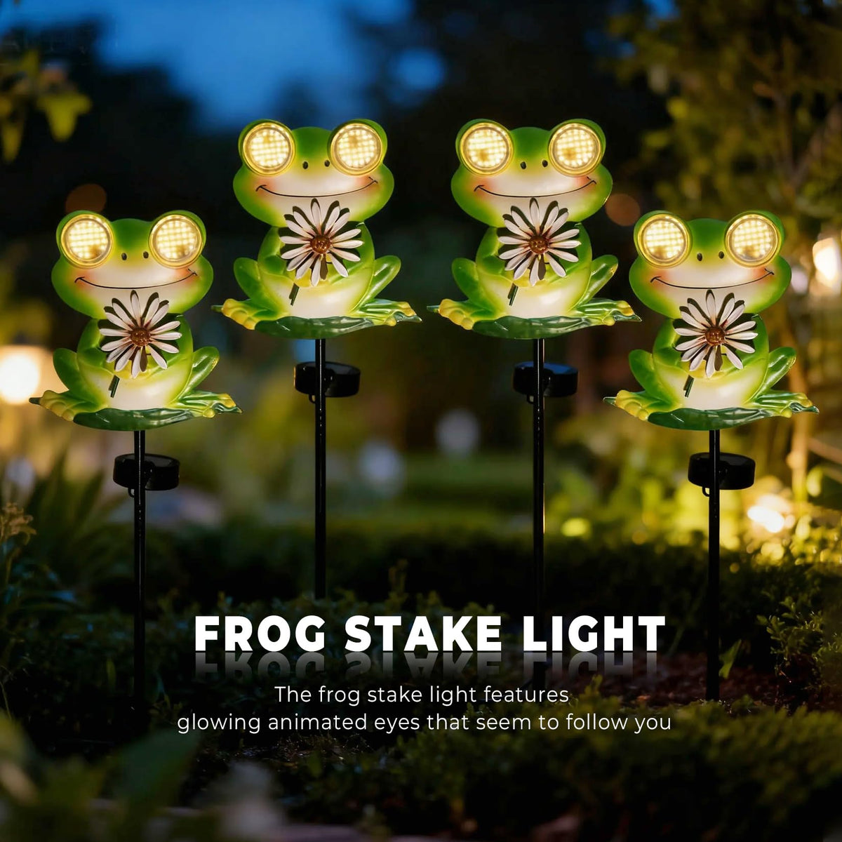 EsGarden solar-powered design charges by day and lights up automatically at dusk.