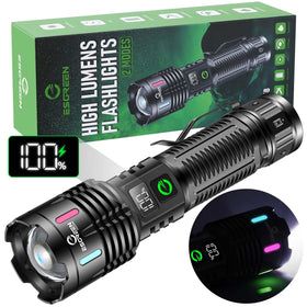 Esgreen ED2405B flashlight front view shows compact design and bright beam.