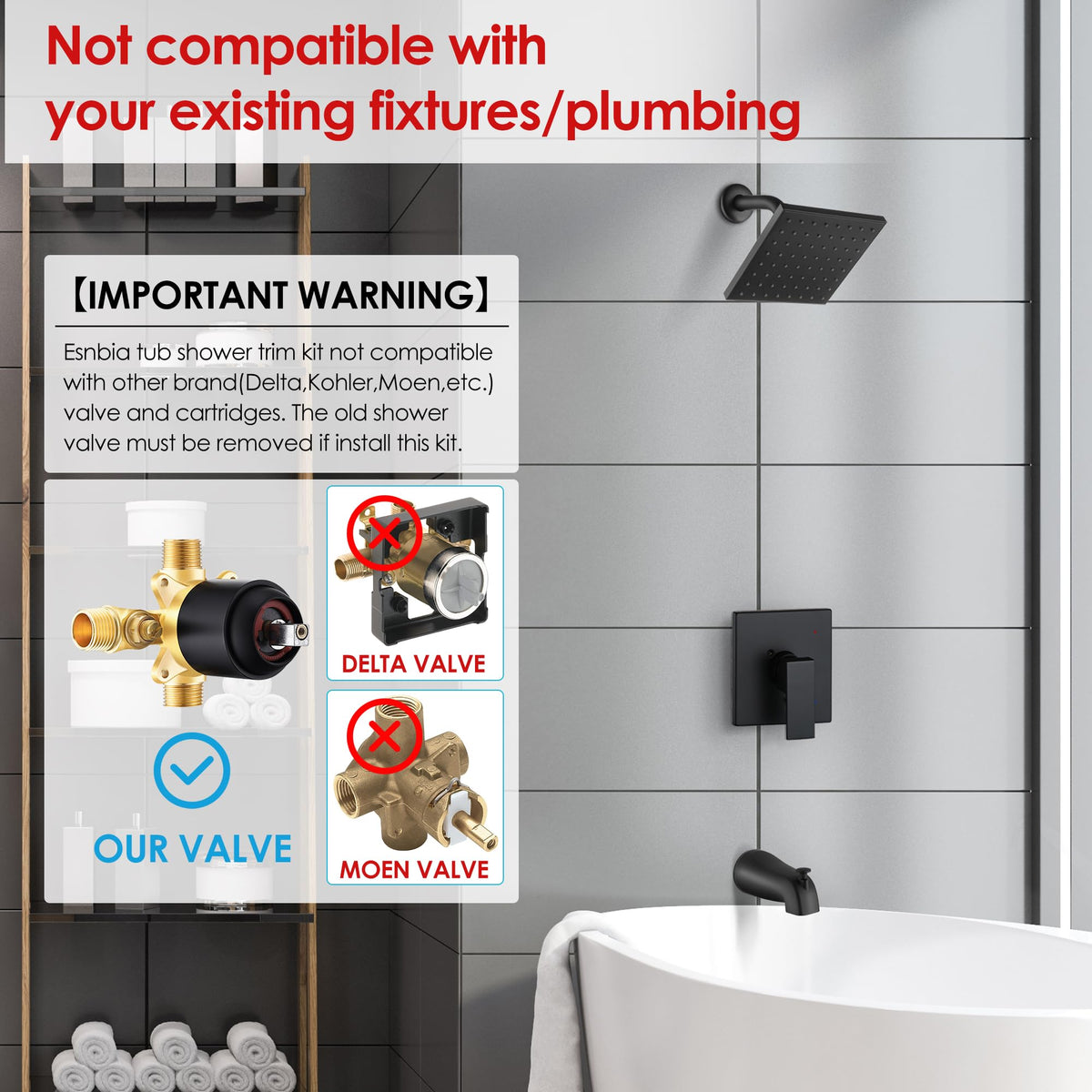 Esnbia 6 inch rain shower head delivers a luxurious waterfall feel with steady spray