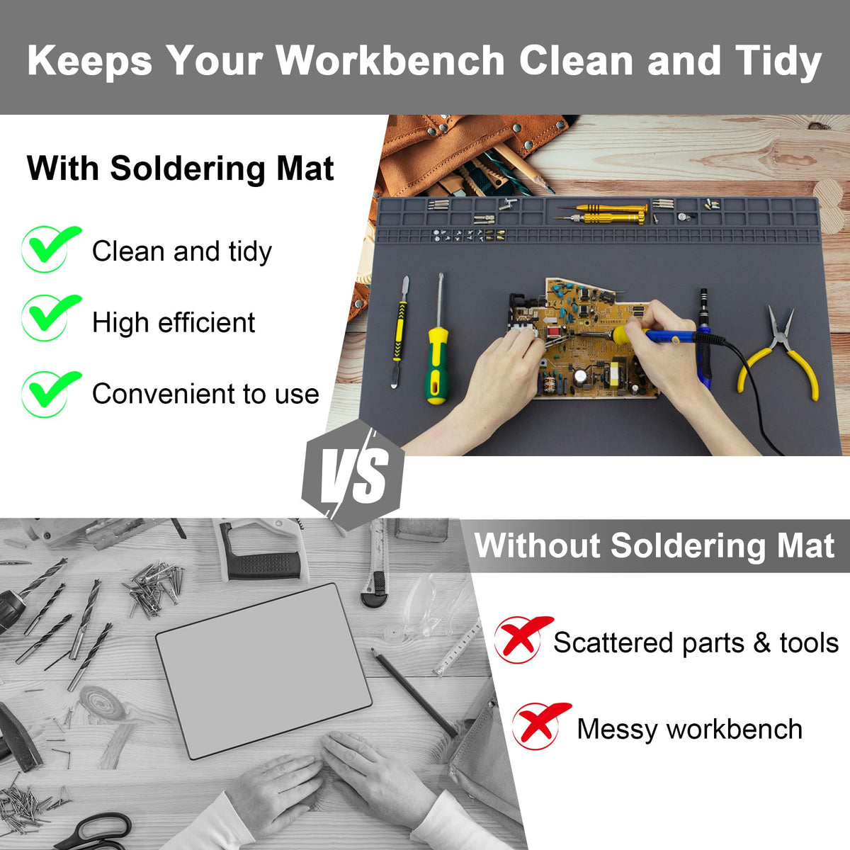 Esoldnic electronics repair mat suitable for laptops, phones, and boards.