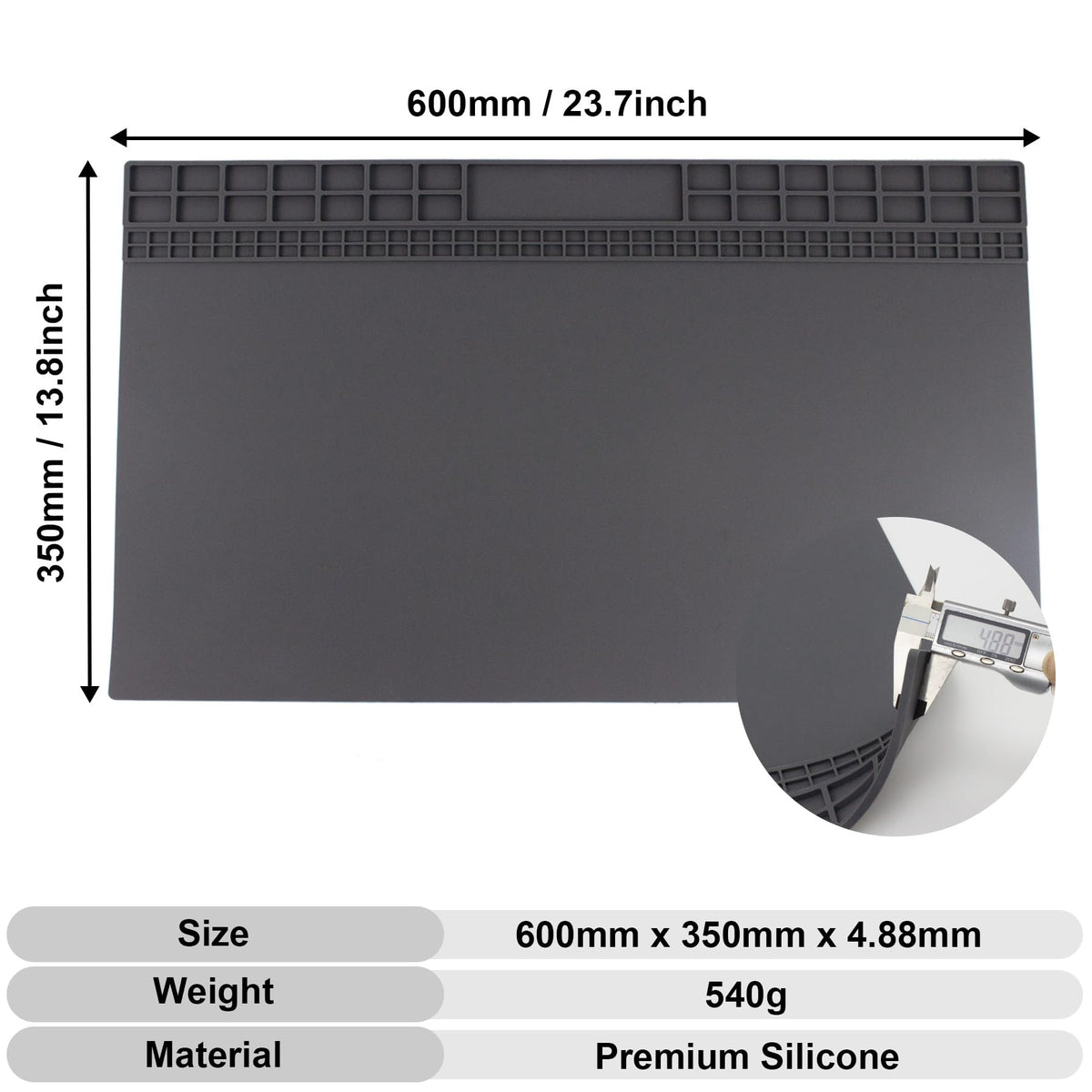 Esoldnic non-slip surface keeps the mat steady on a workbench.