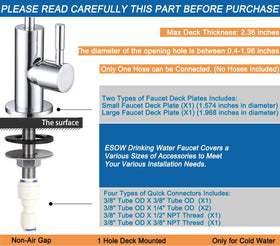 ESOW quick-connect adapters cover multiple installation sizes for RO systems