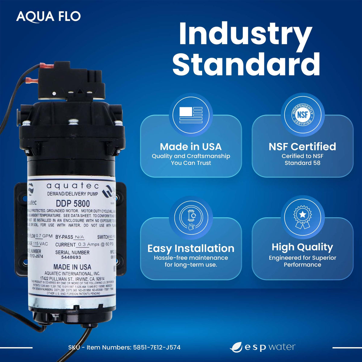 ESP Water Products Aquatec DDP 5800 quick-connect ports demonstrate easy DIY installation