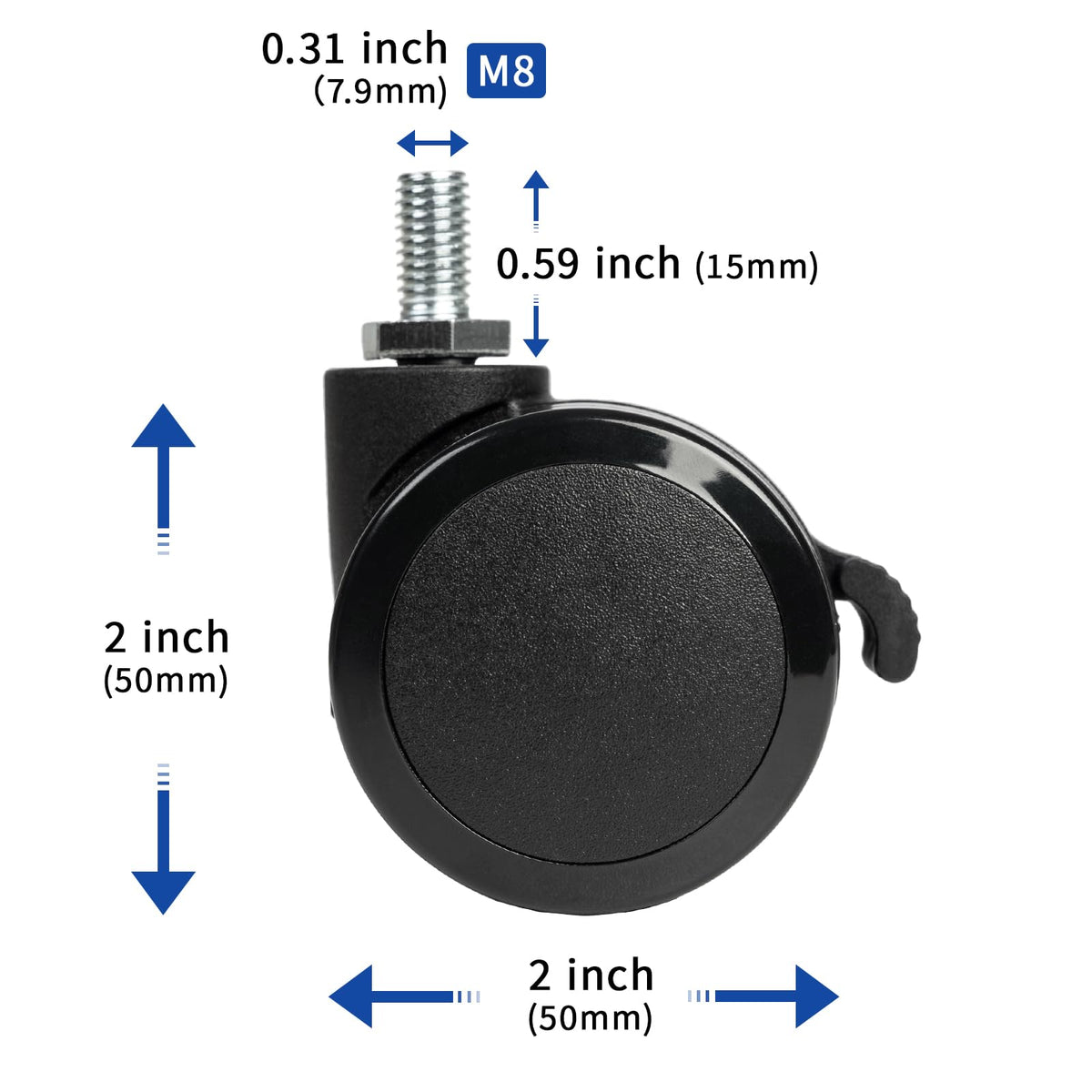ESpefy nylon threaded swivel casters provide smooth desk mobility.