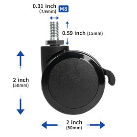 ESpefy nylon threaded swivel casters provide smooth desk mobility.