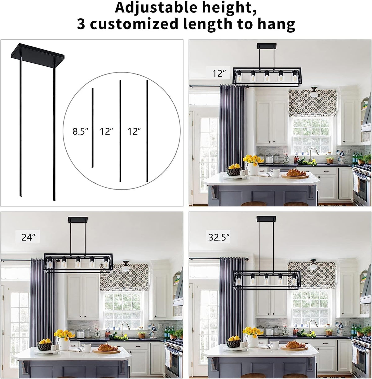 Espird adjustable height dining light rods letting you tailor ceiling height